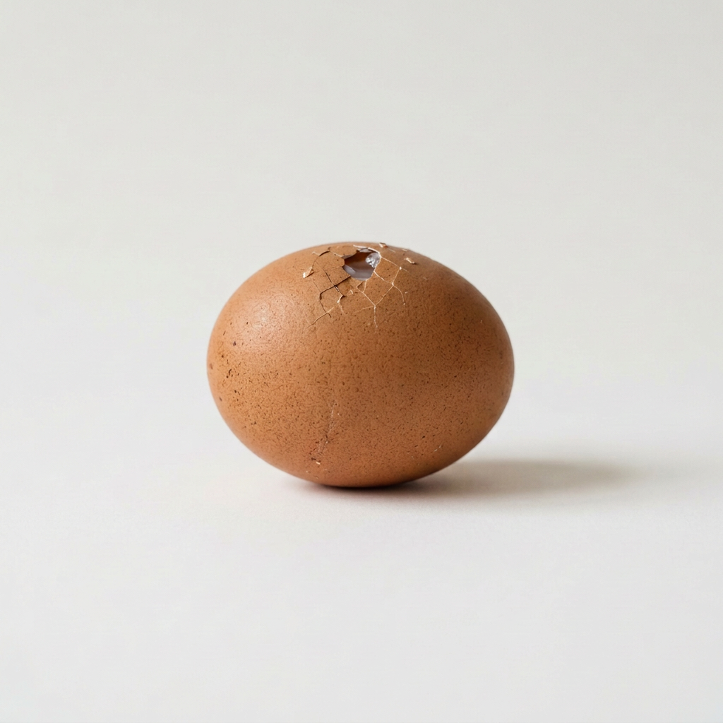 Brown chicken egg on white surface